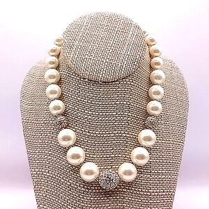 Womens Charter Club Faux Pearl And Rhinestone Ball Necklace
